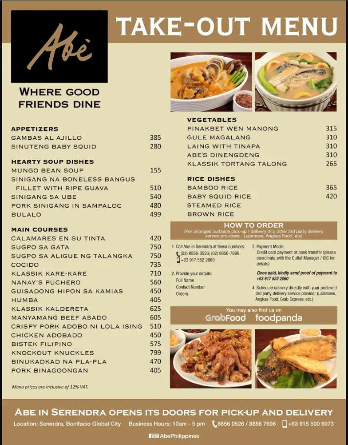 Abe Philippines Menu