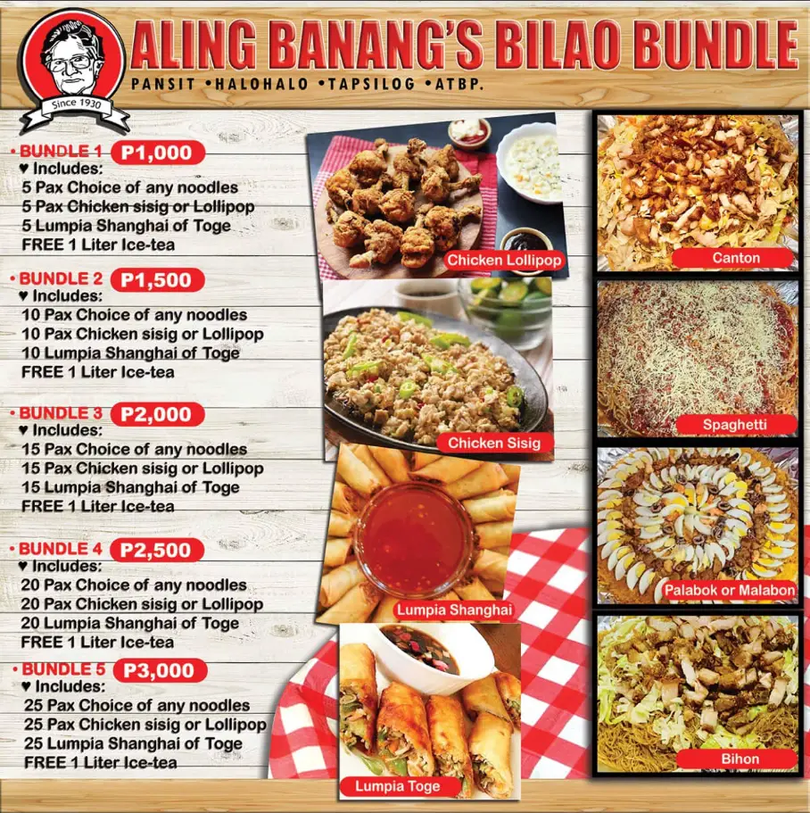 Aling Banang Philippines Menu