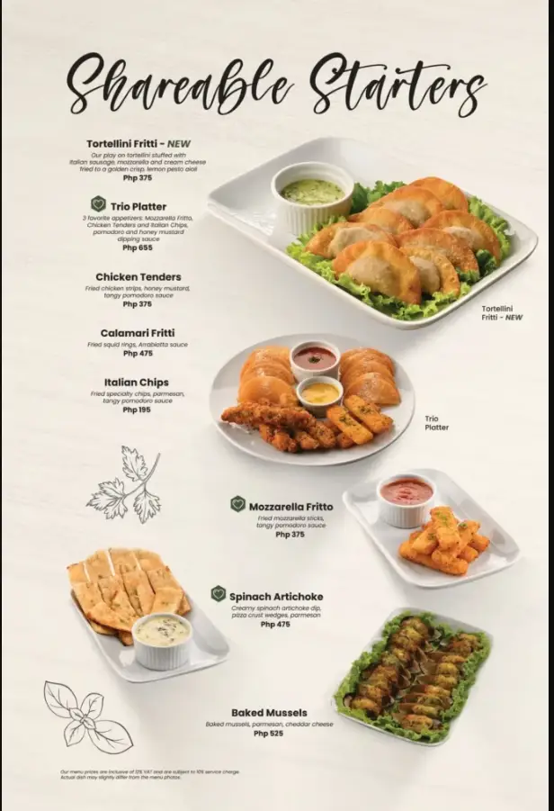 Amici Philippines Menu