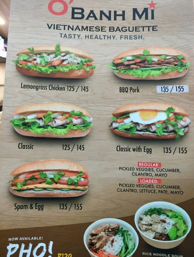 Banh Mi Philippines Menu