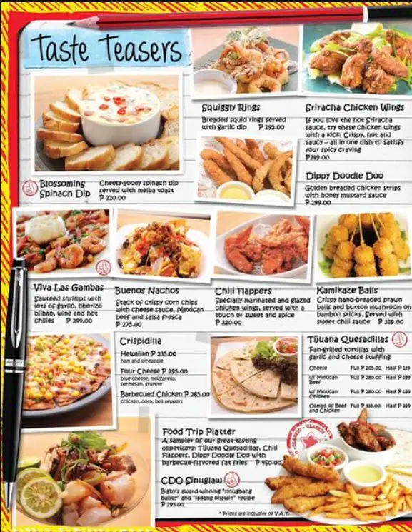 Bigby’s Philippines Menu