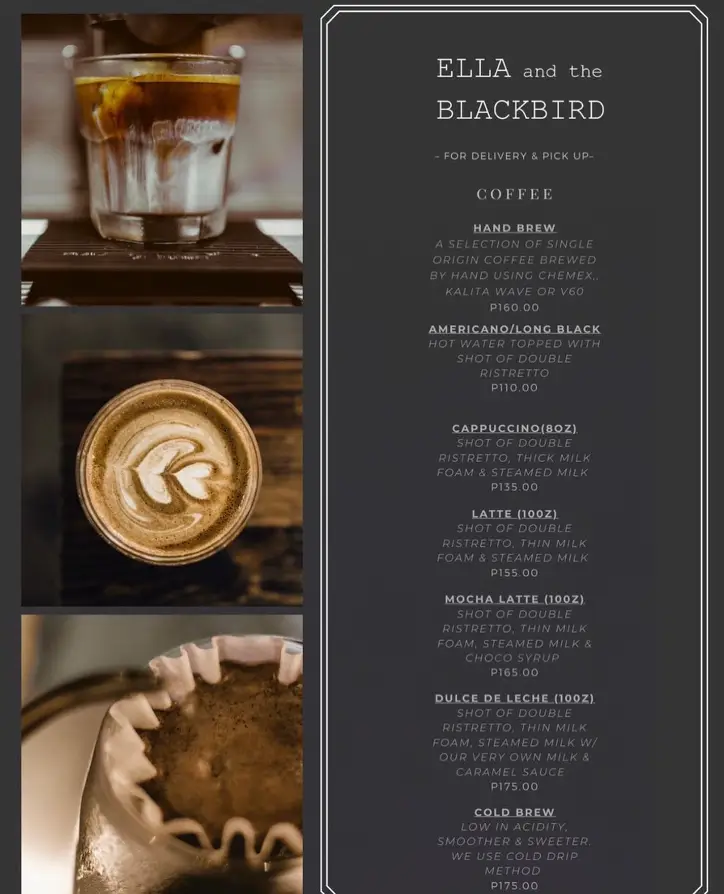 Blackbird Menu