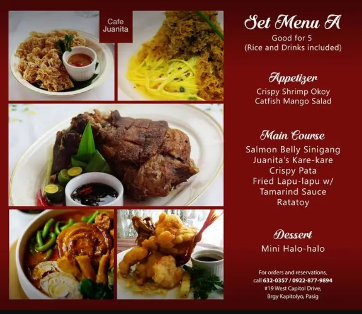 Cafe Juanita Philippines Menu