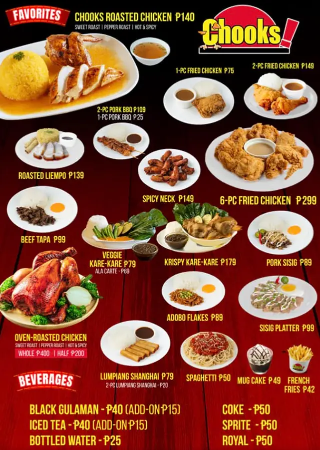 Chooks To Go Philippines Menu