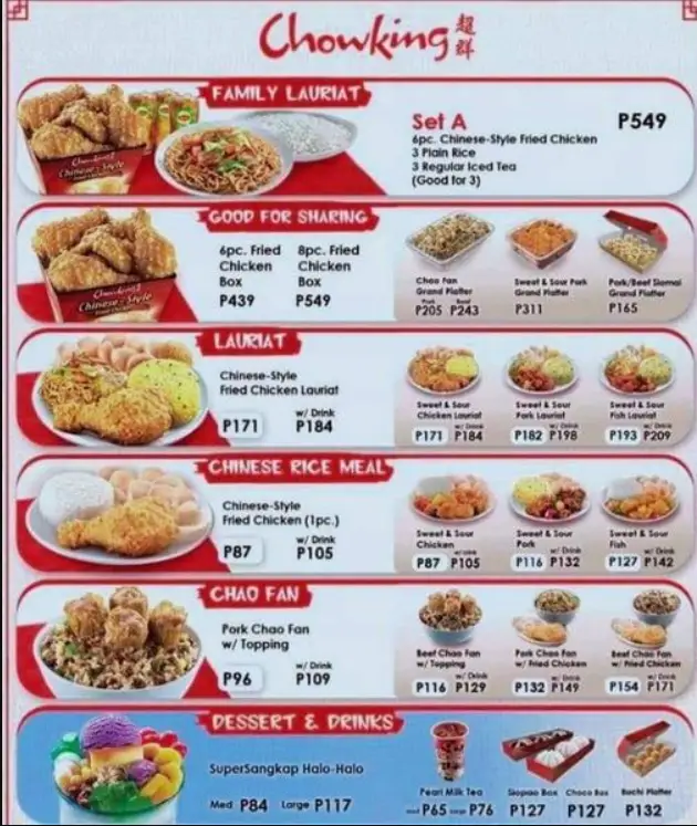 Chowking Philippines Menu