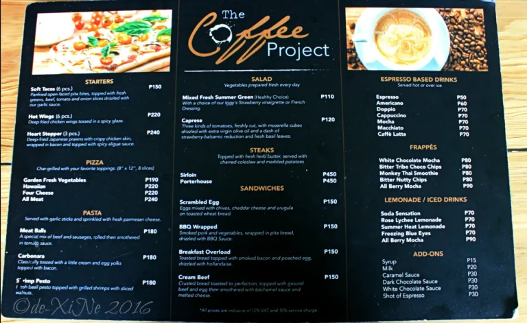 Coffee Project Menu