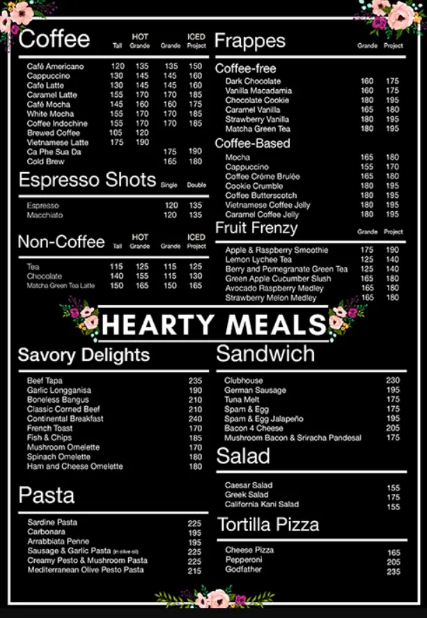 Coffee Project Philippines Menu