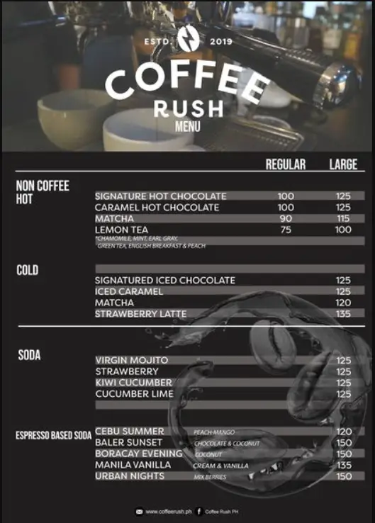 Coffee Rush Philippines Menu