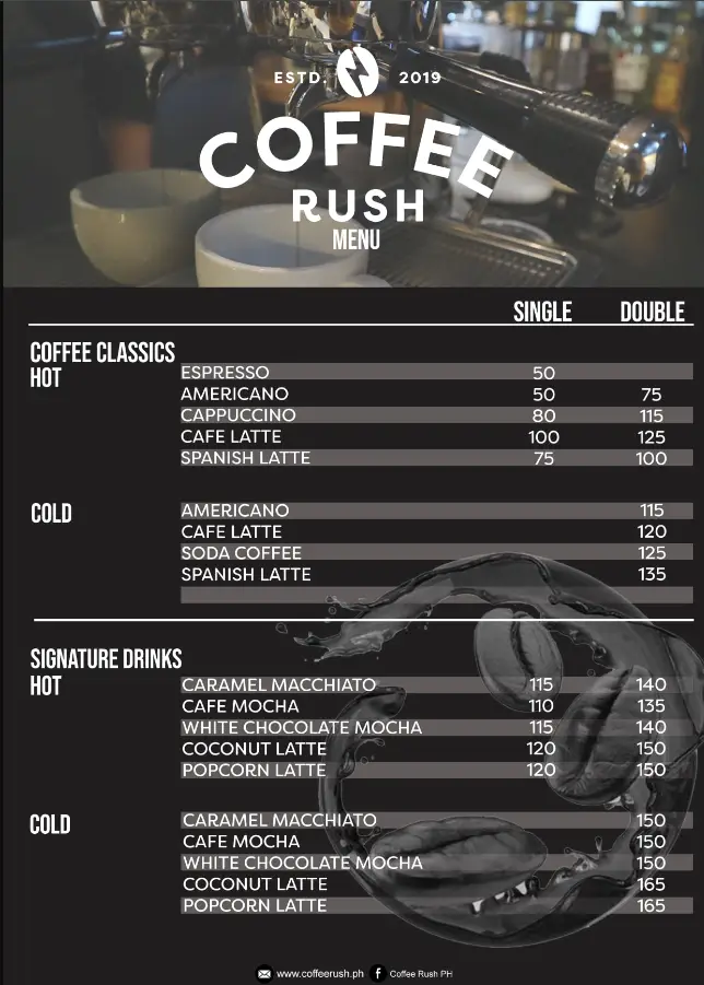 Coffee Rush Menu