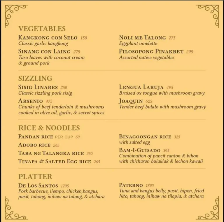 Crisostomo Menu