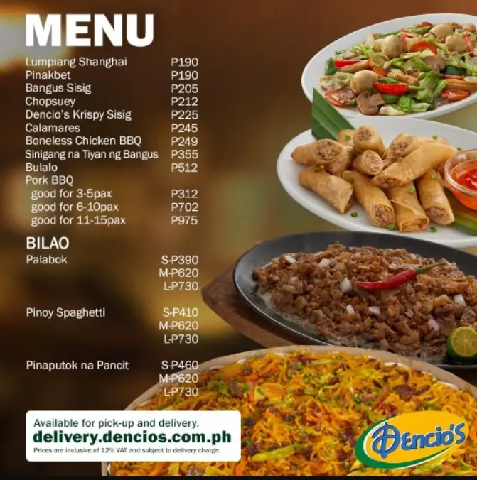 Dencio’s Menu