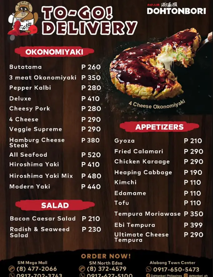 Dohtonbori Philippines Menu