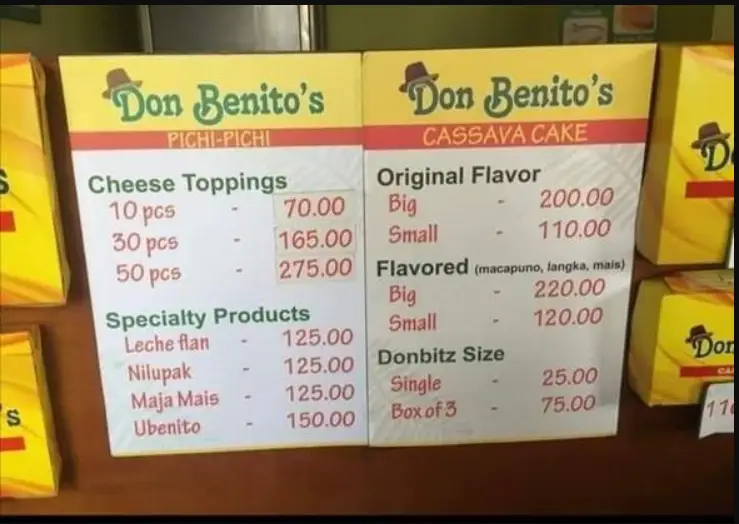 Don Benito’s Menu