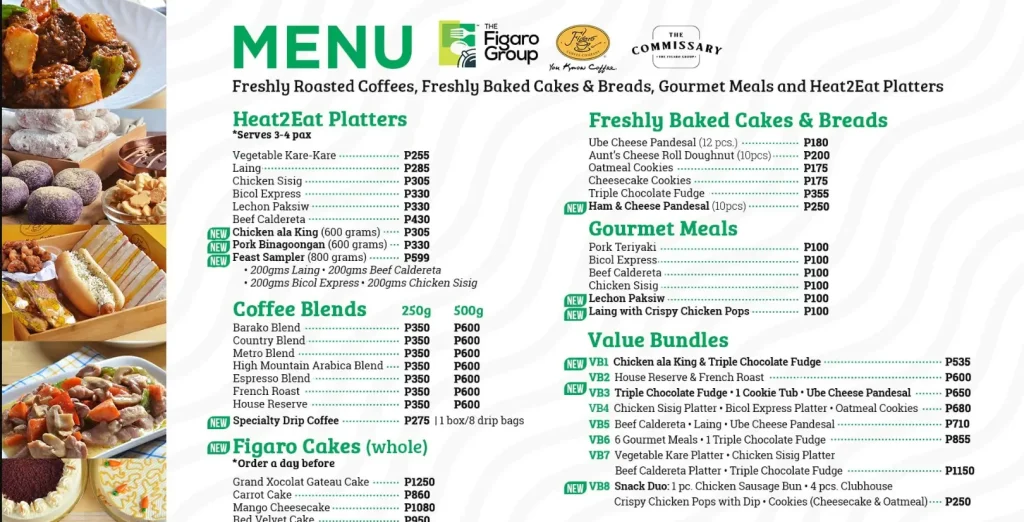 Figaro Coffee Philippines Menu