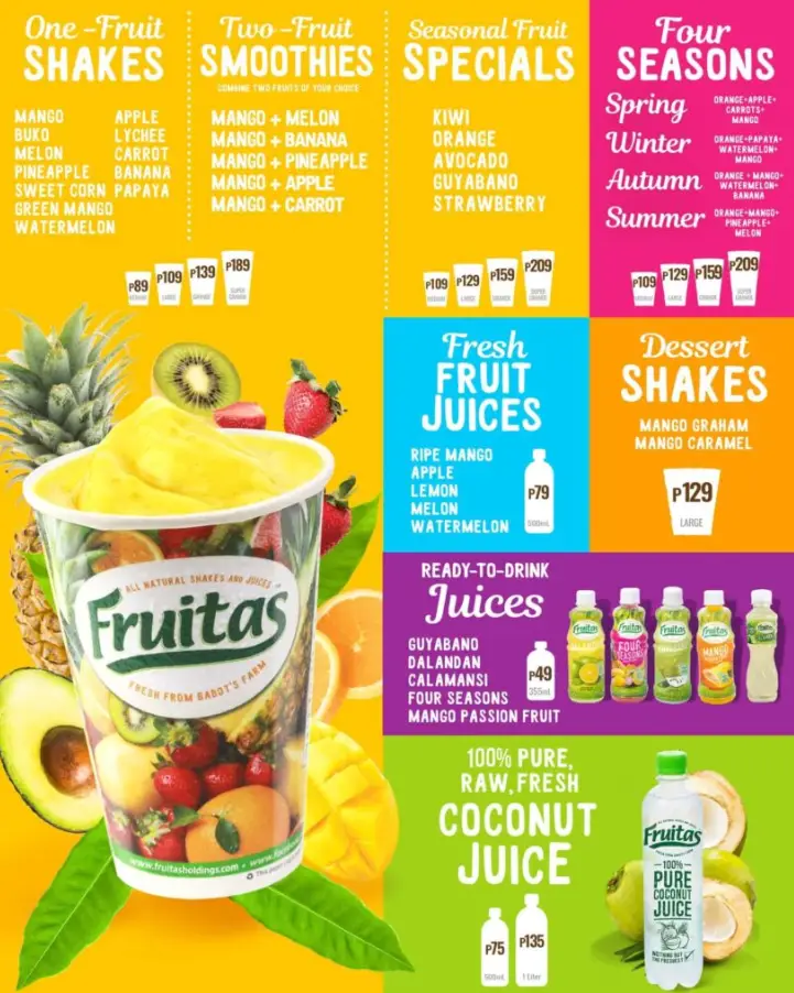 Fruitas Philippines Menu