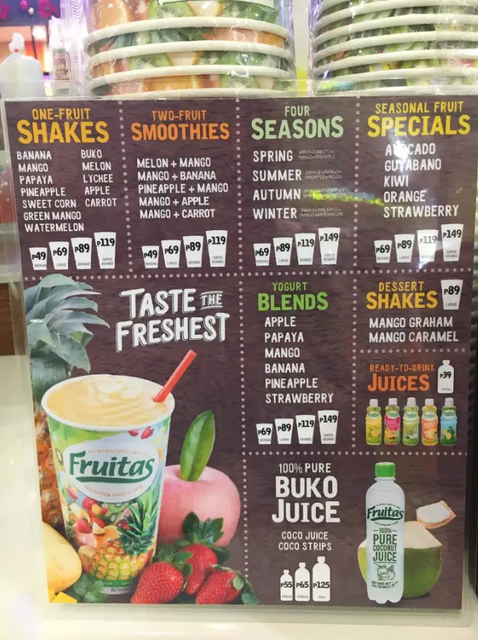 Fruitas Menu