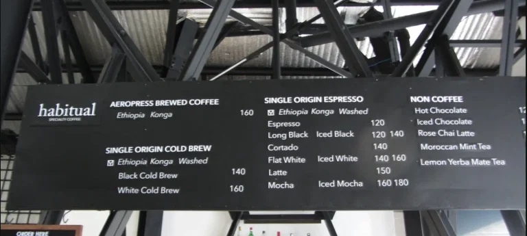 Habitual Coffee Menu