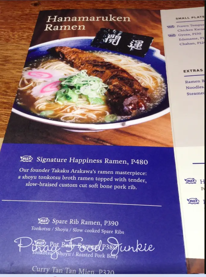 Hanamaruken Philippines Menu