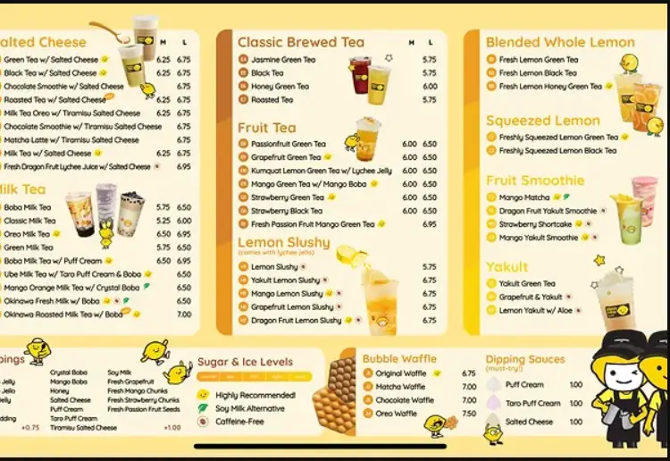 Happy Lemon Philippines Menu