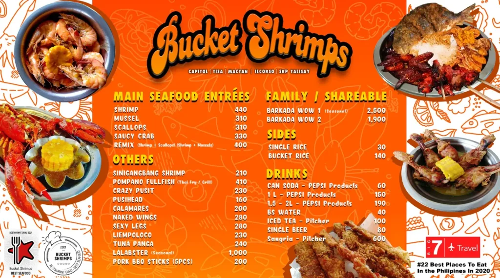 I Love Bucket Shrimp Philippines Menu