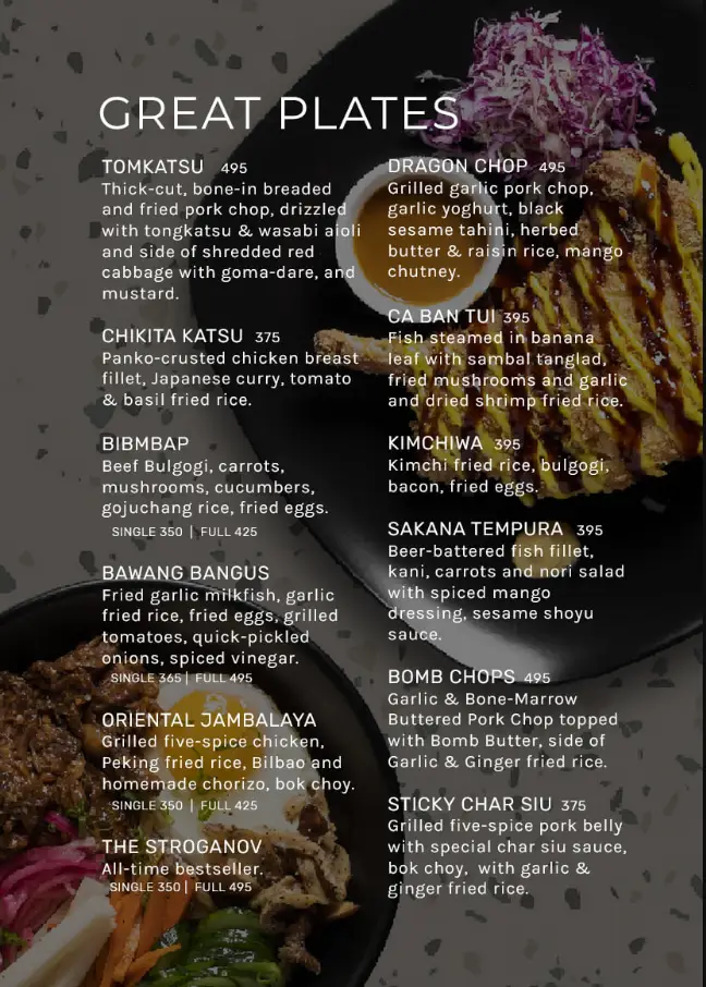 Ilaputi Philippines Menu