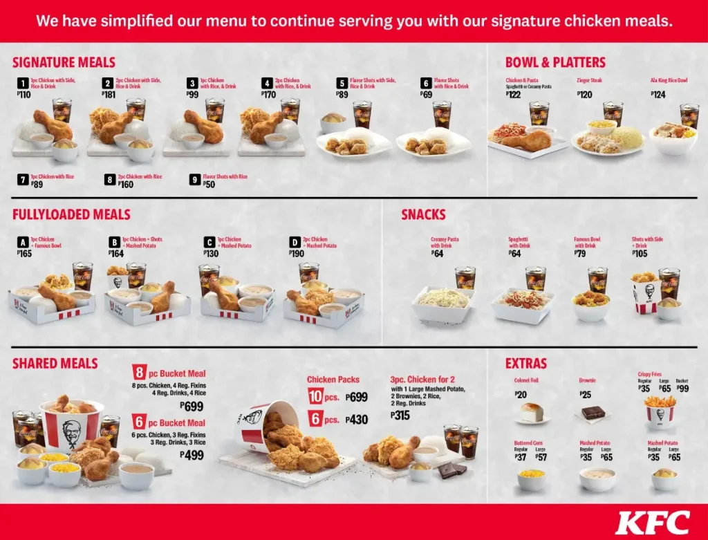 KFC Philippines Menu