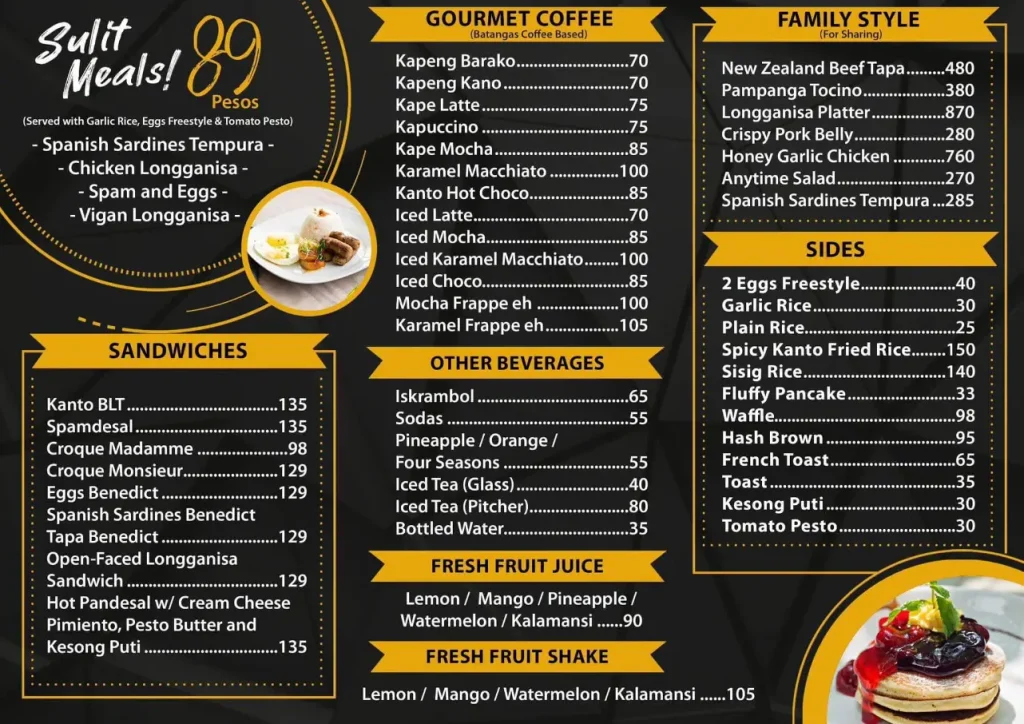 Kanto Freestyle Philippines Menu