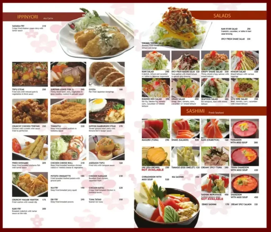 Kimono Ken Philippines Menu