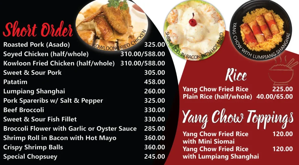 Kowloon House Philippines Menu