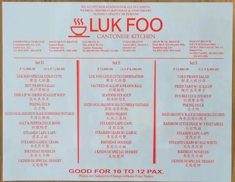 Luk Foo Menu