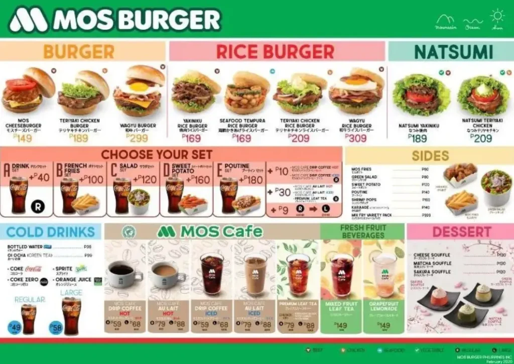 MOS Burger Philippines Menu