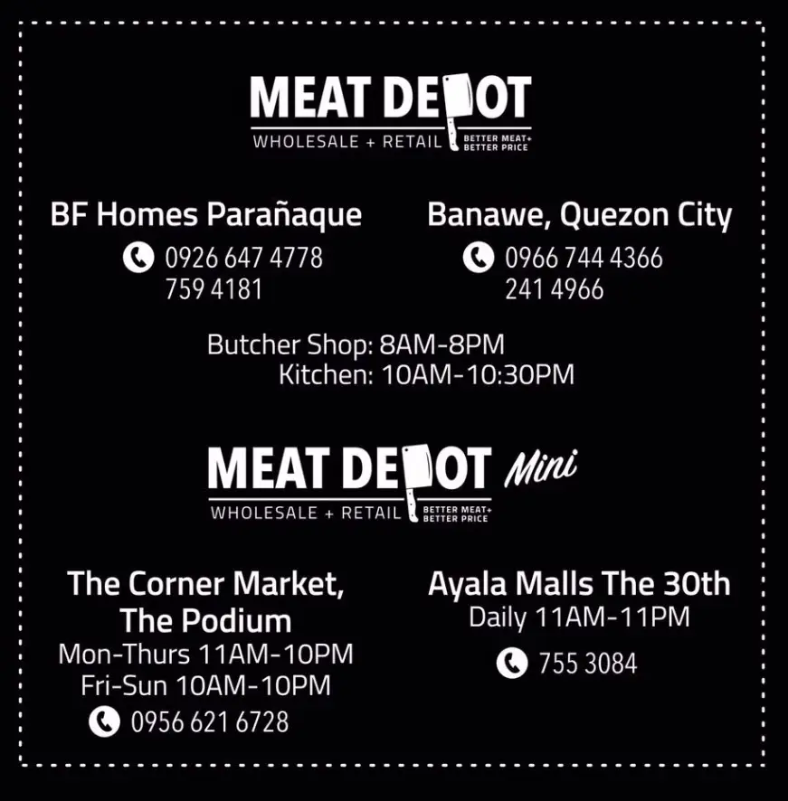 Meat Depot Philippines Menu