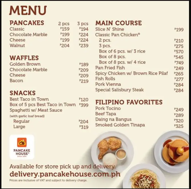 Pancake House Philippines Menu