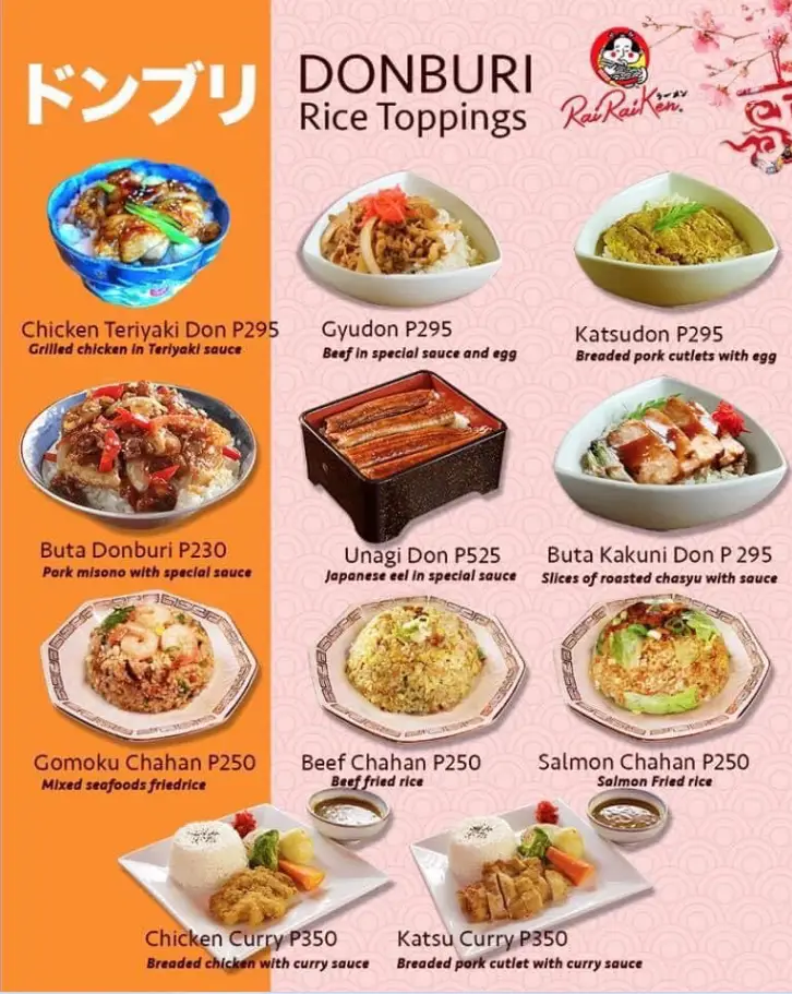 Rairaiken Philippines Menu