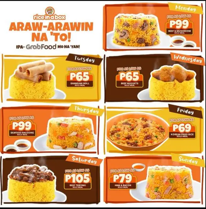 Rice in a Box Philippines Menu