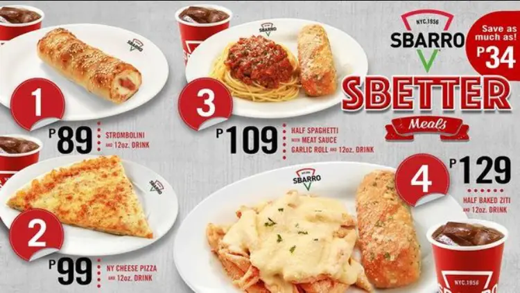 Sbarro Philippines Menu