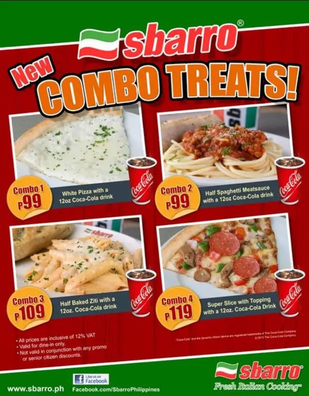 Sbarro Menu