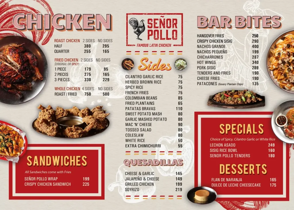 Senor Pollo Philippines Menu