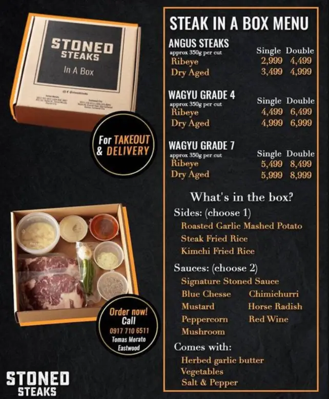 Stoned Steaks Menu