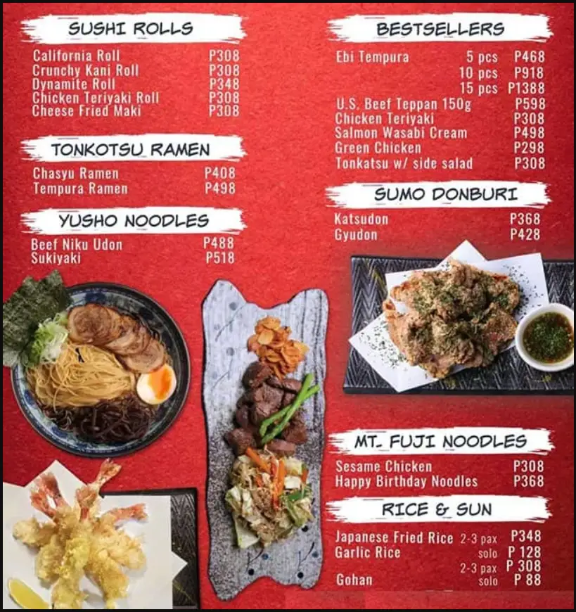 Sumosam Philippines Menu