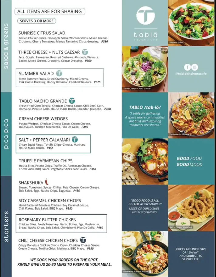 Tablo Kitchen Philippines Menu