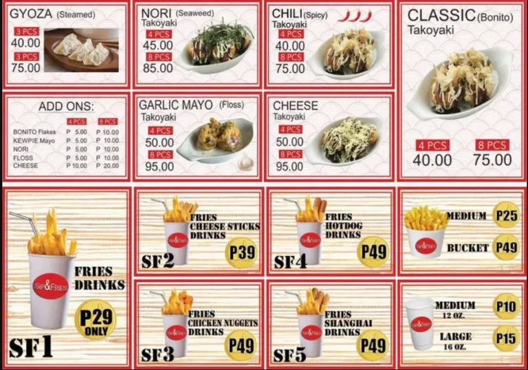 Takoyaki Menu