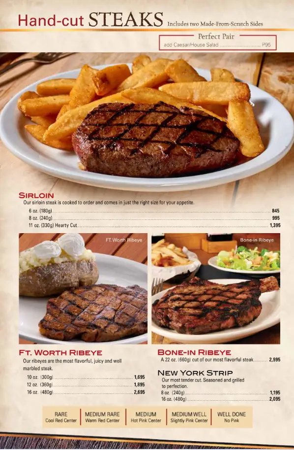 Texas Roadhouse Philippines Menu