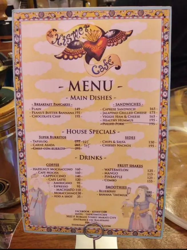 The Kismet Cafe Philippines Menu