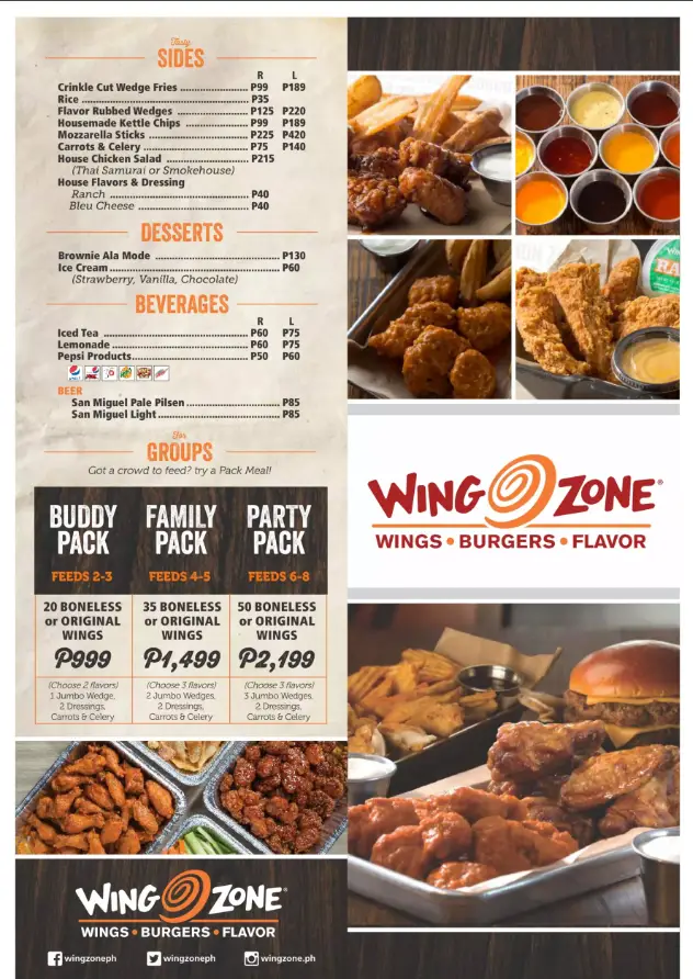 Wing Zone Philippines Menu