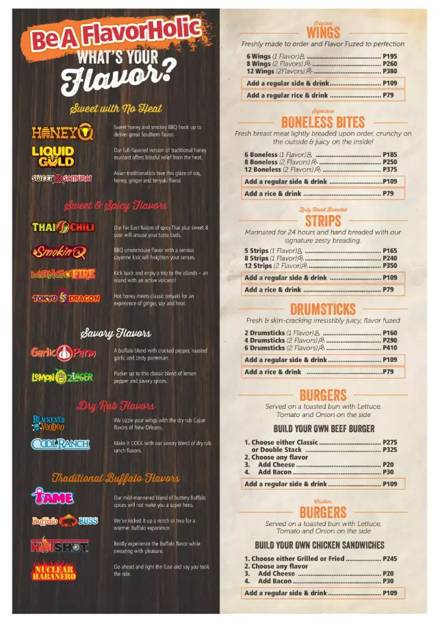 Wing Zone Menu