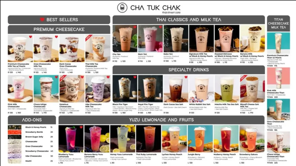 Cha Tuk Chak Philippines Menu