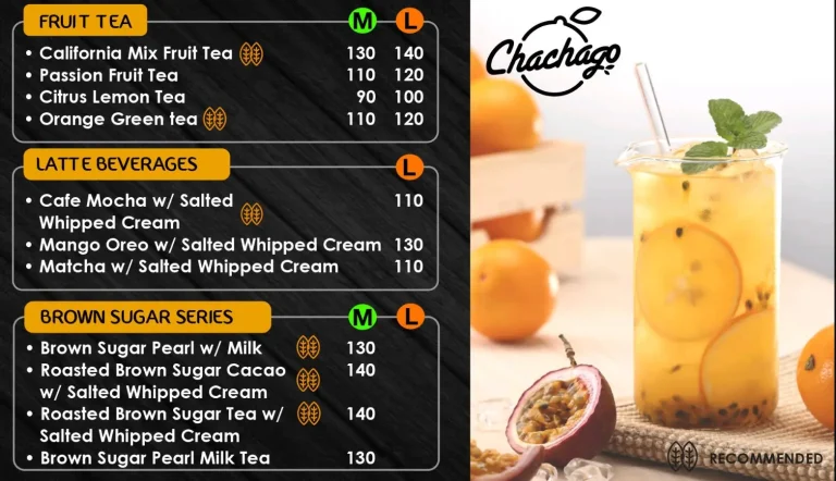 Chachago Menu