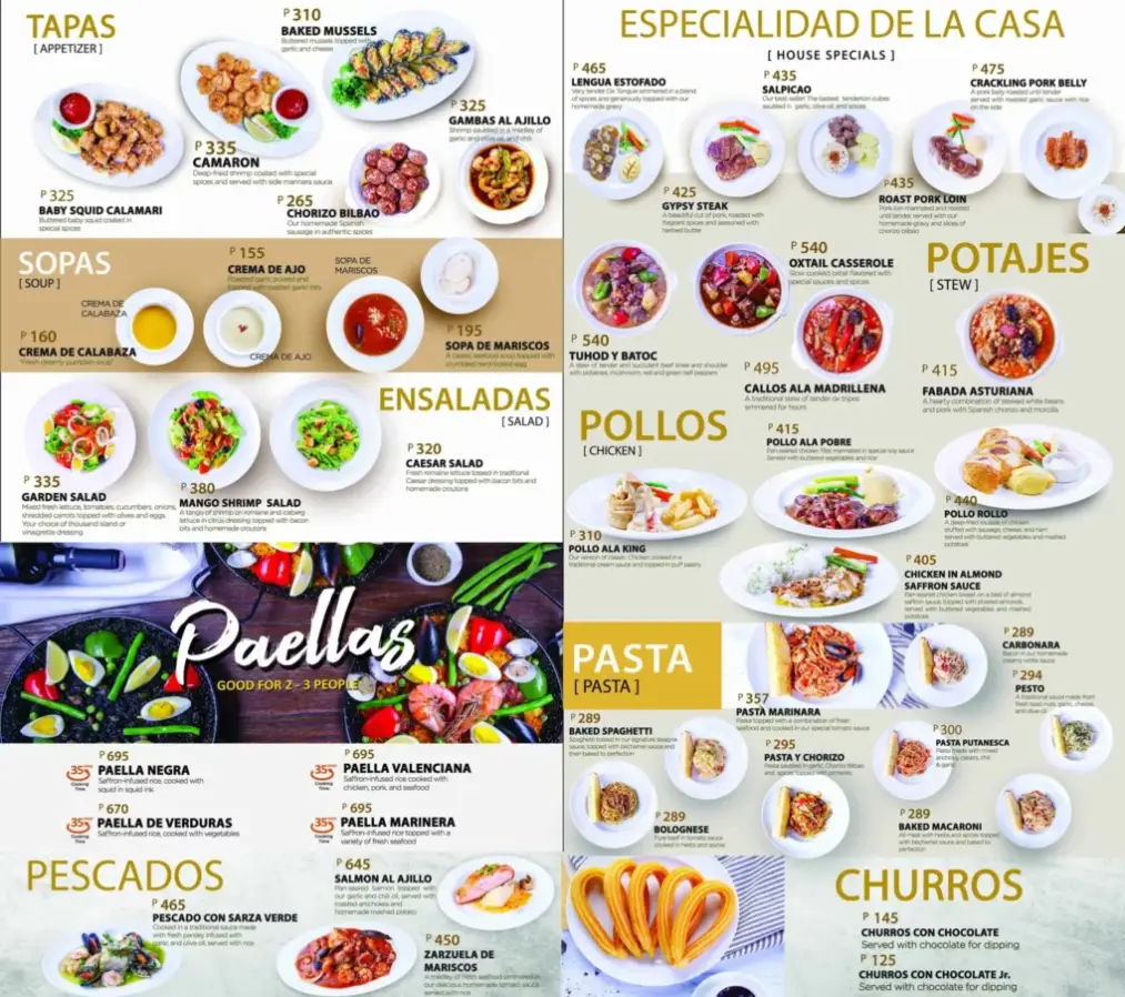 Dulcinea Philippines Menu