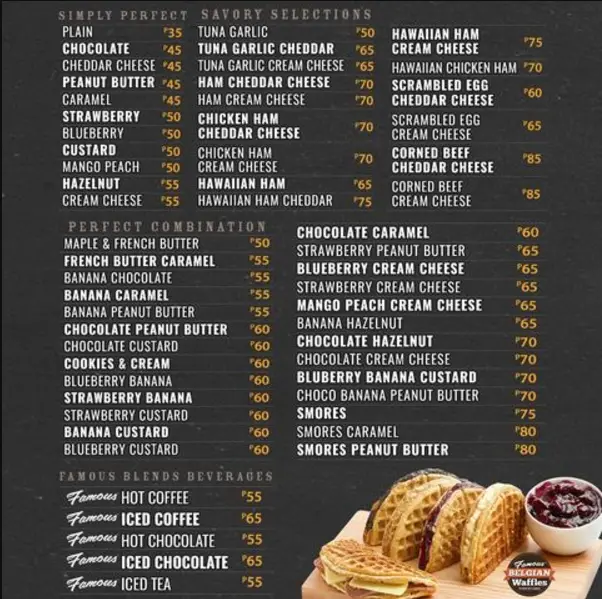 Famous Belgian Waffles Menu